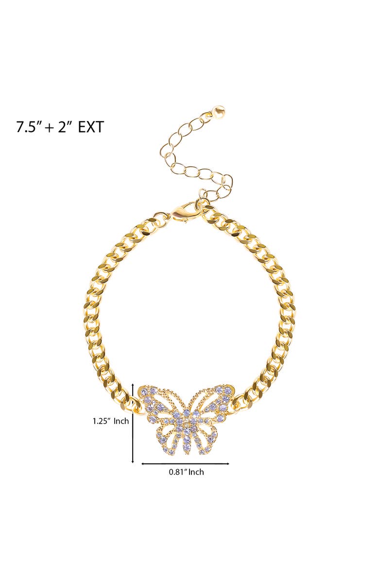 Jessica Simpson Gold-Tone Butterfly Crystal Chain Bracelet, Alternate, color, Gold