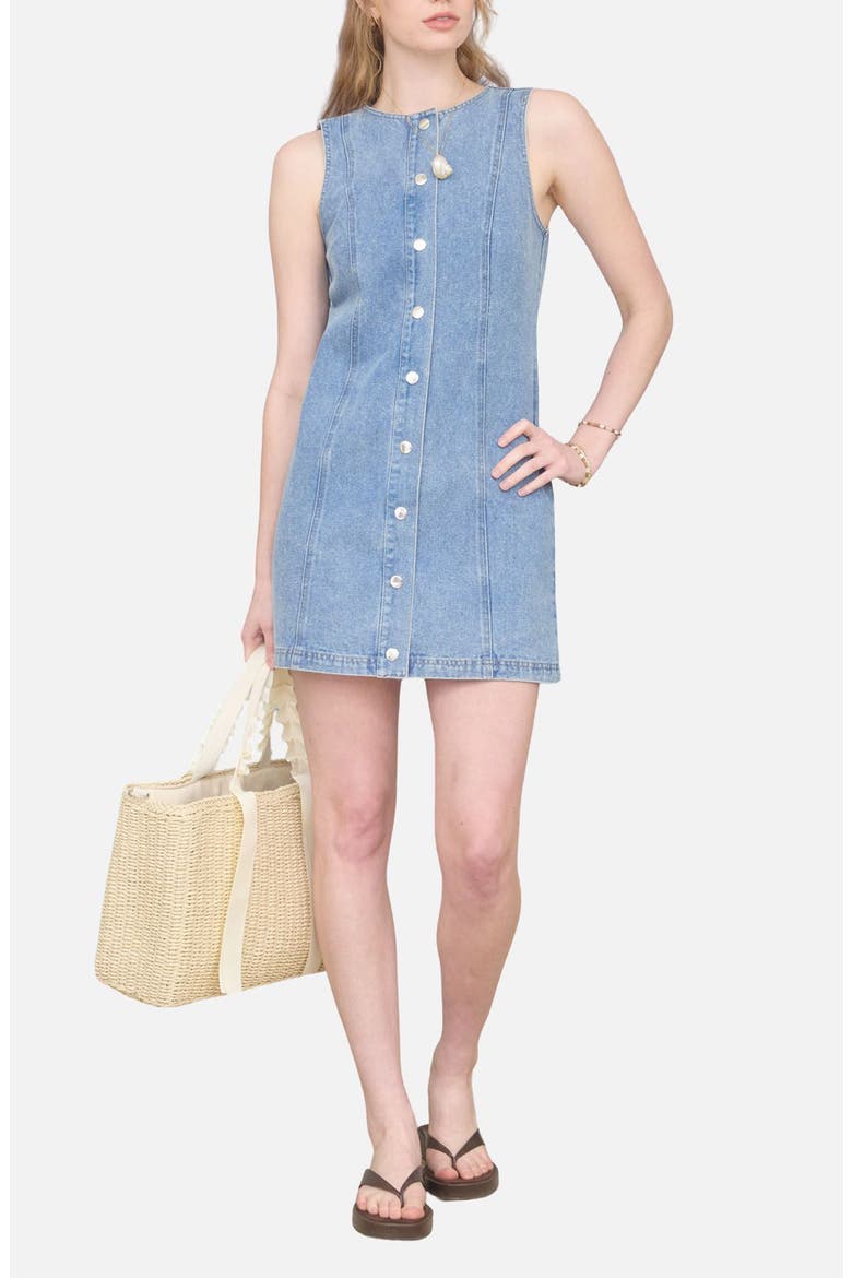 Button-Up Denim Shift Minidress, Main, color, DENIM