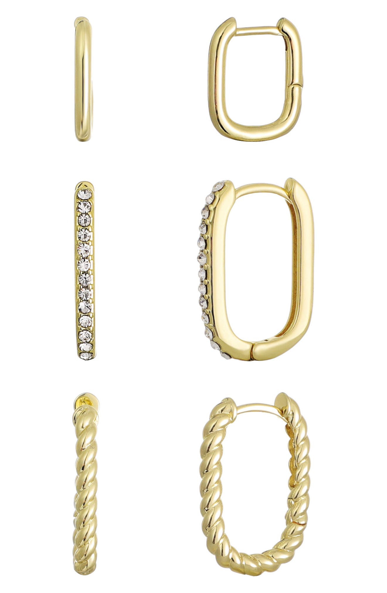 Adornia Set of 3 Rectangular Huggie Hoop Earrings