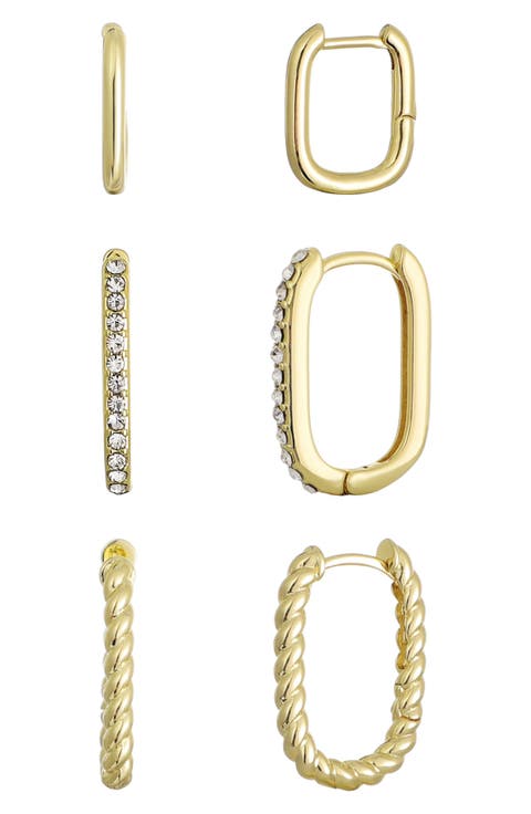 Set of 3 Rectangular Huggie Hoop Earrings