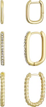 Adornia Set of 3 Rectangular Huggie Hoop Earrings