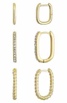 Adornia Set of 3 Rectangular Huggie Hoop Earrings