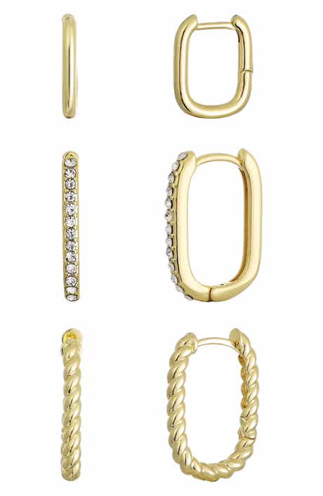Adornia Set of 3 Rectangular Huggie Hoop Earrings
