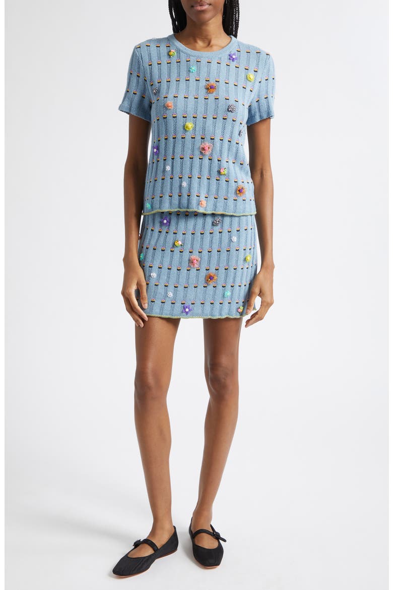 Dotty Embellished Cotton Rib Sweater, Alternate, color, DUSTY BLUE