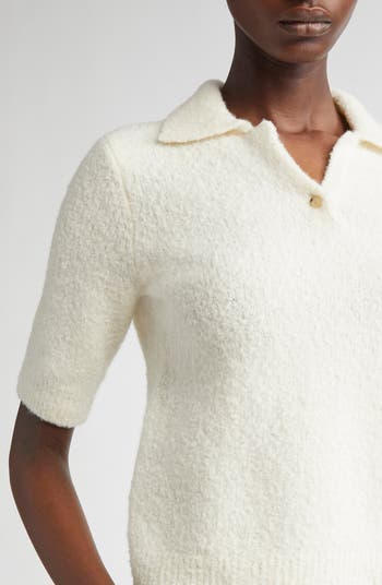 Bouclé Short Sleeve Polo Sweater