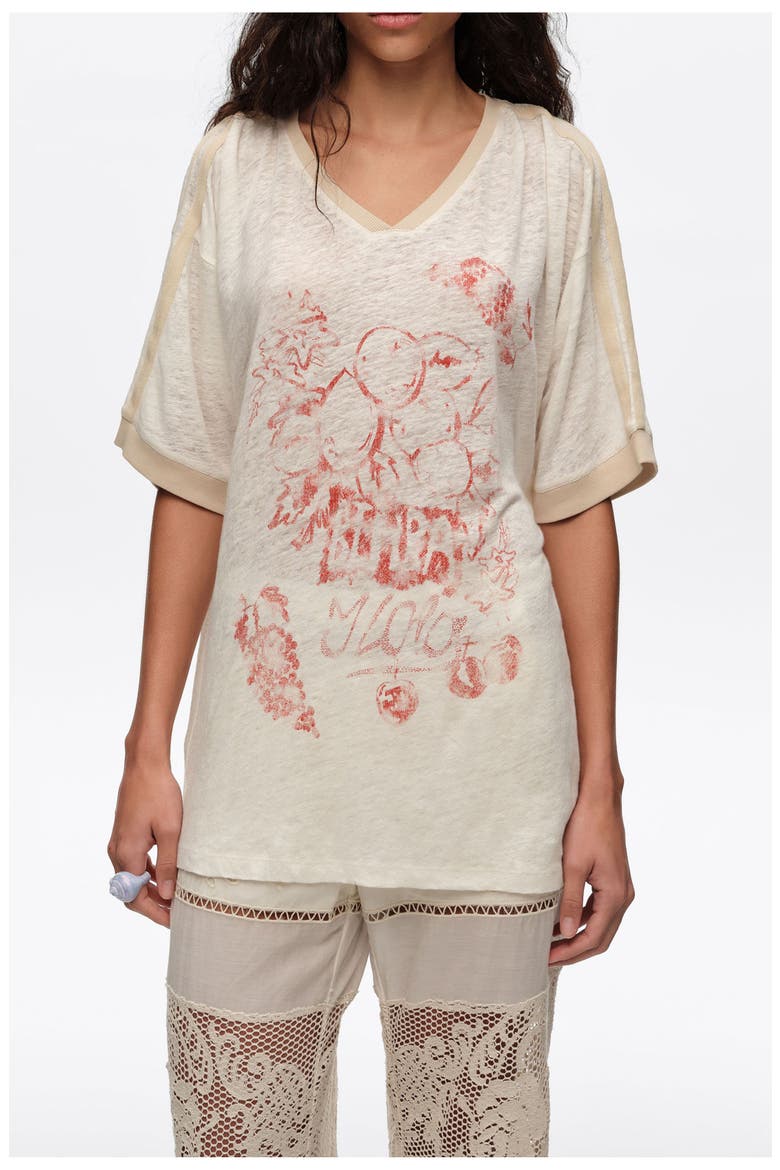 Faded Linen Fruit Logo T-Shirt, Alternate, color, IVORY