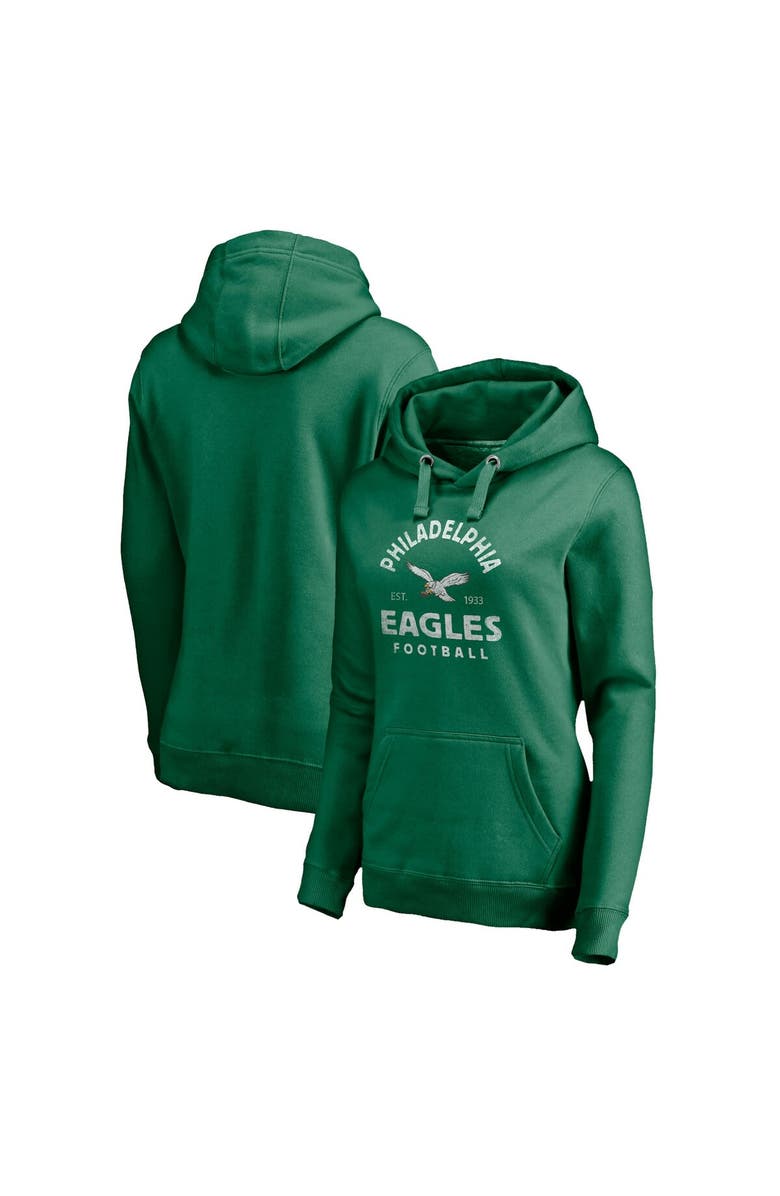 FANATICS Women's Fanatics Branded Kelly Green Philadelphia Eagles Gridiron Classics Vintage Arch Pullover Hoodie, Main, color, 