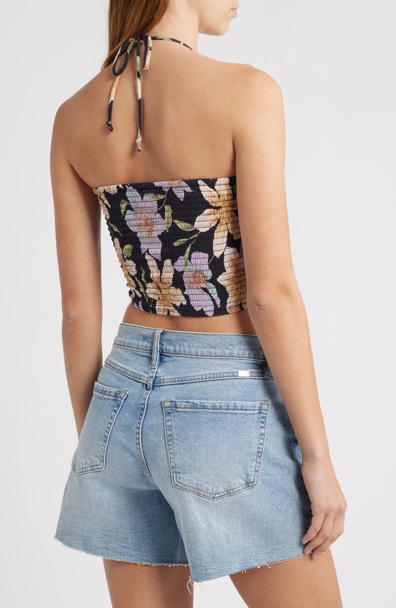 Billabong Summer Sunshine Smocked Crop Tank, Alternate, color, Black Multi