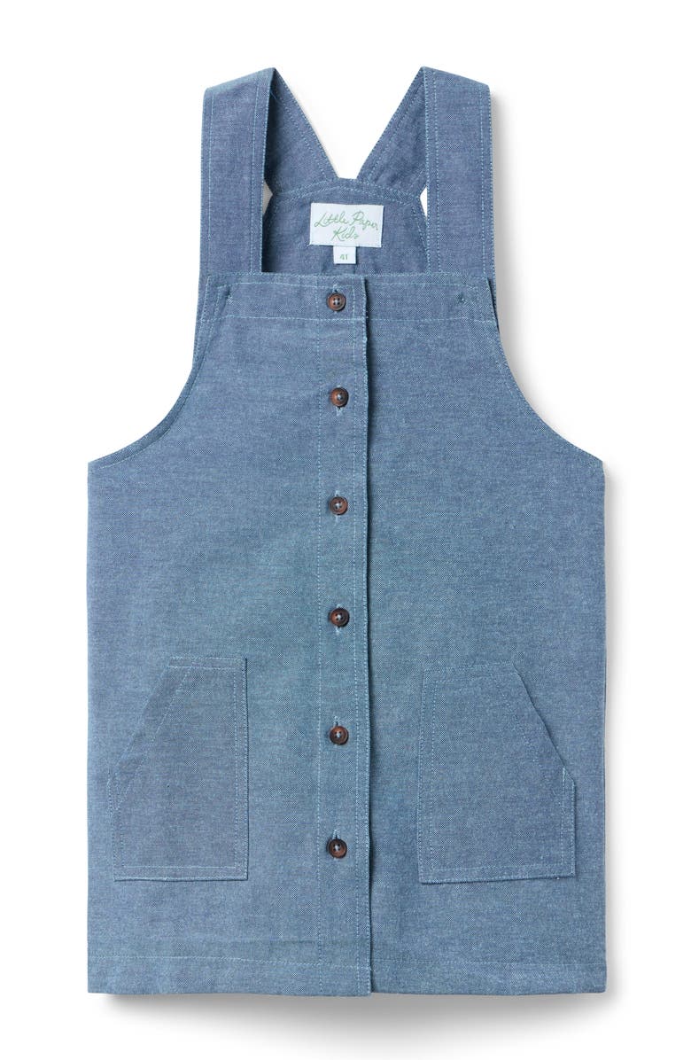 Little Paper Kids Kate Plaid Overall Dress, Main, color, Indigo