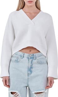 Grey Lab V-Neck Crop Sweater