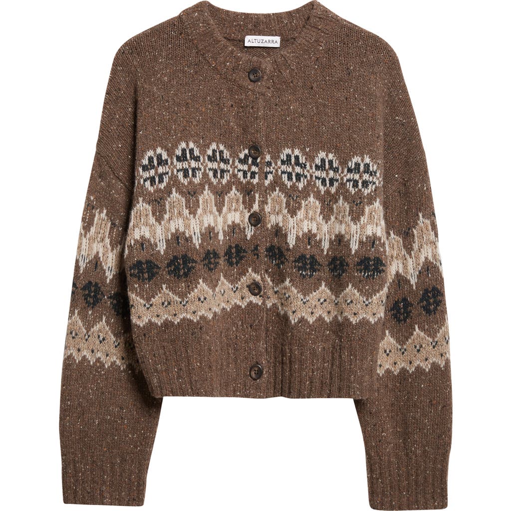 Altuzarra Cammie Fair Isle Wool-blend Cardigan In Brown