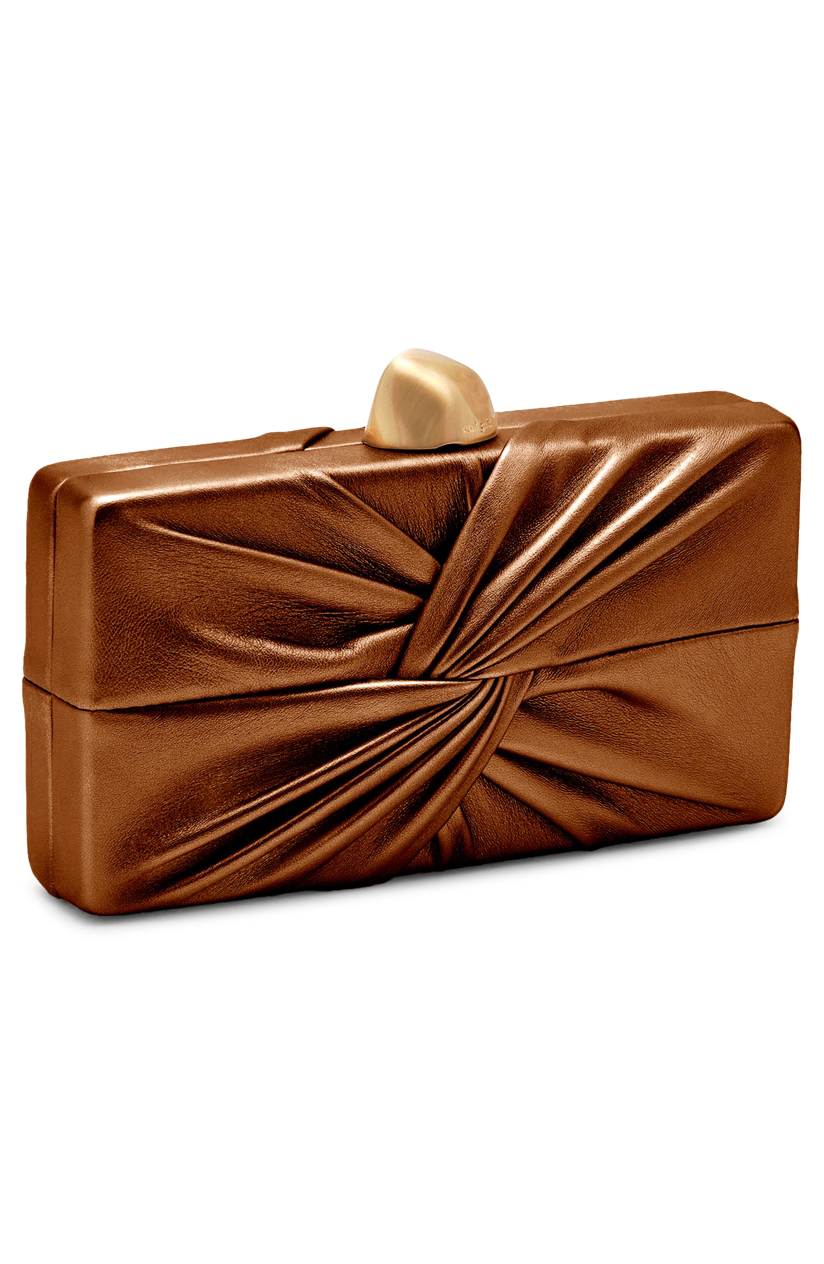 Lisse Leather Clutch, Alternate, color, BRONZE