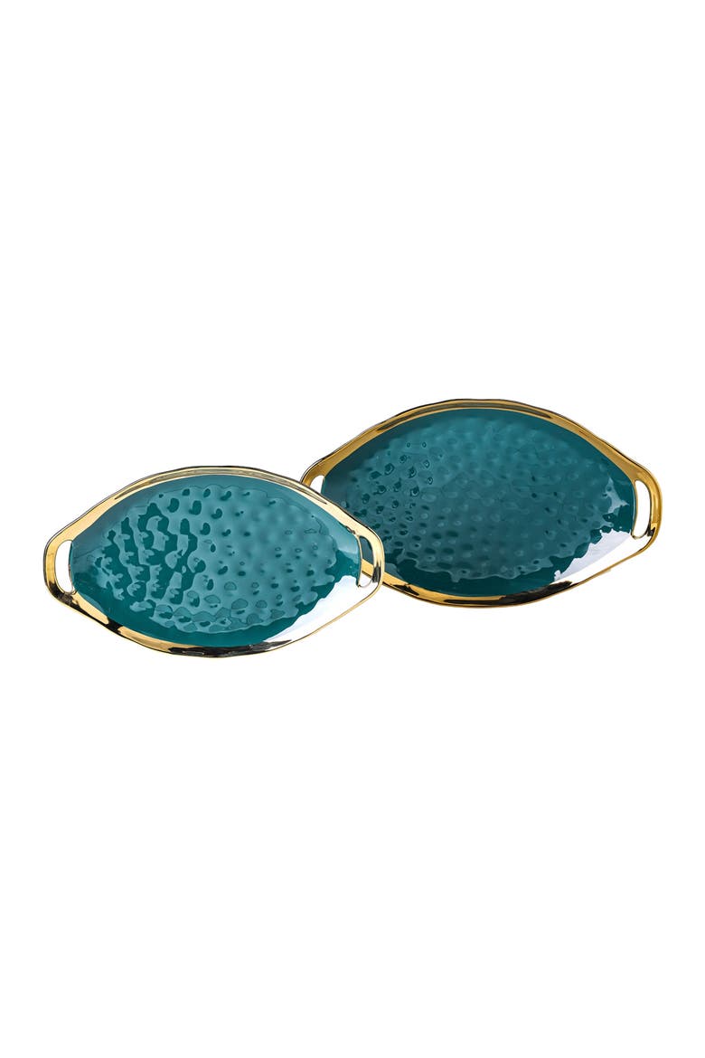 Florian Porcelain 2-Piece Serving Plate Set, Main, color, Green