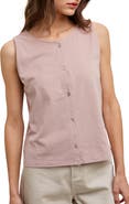 WISHLIST Sleeveless Cotton Button-Up Top