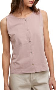 WISHLIST Sleeveless Cotton Button-Up Top