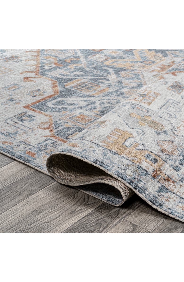 JONATHAN Y Shaemus Bohemian Medallion Low-Pile Machine-Washable Area Rug, Alternate, color, Cream/Blue/Terra