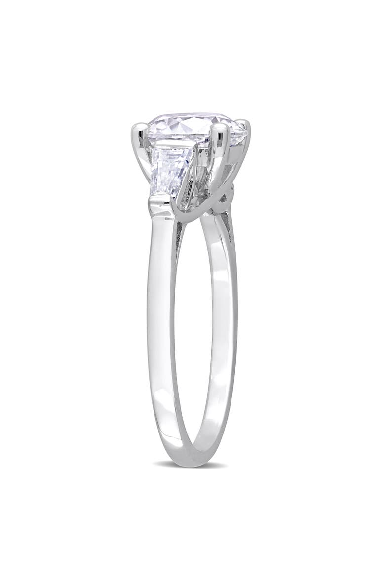Moissanite Round Baguette 3-Stone Ring, Alternate, color, Sterling Silver