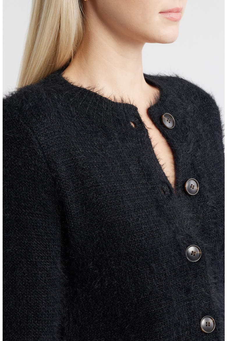 Fuzzy Cardigan, Alternate, color, BLACK