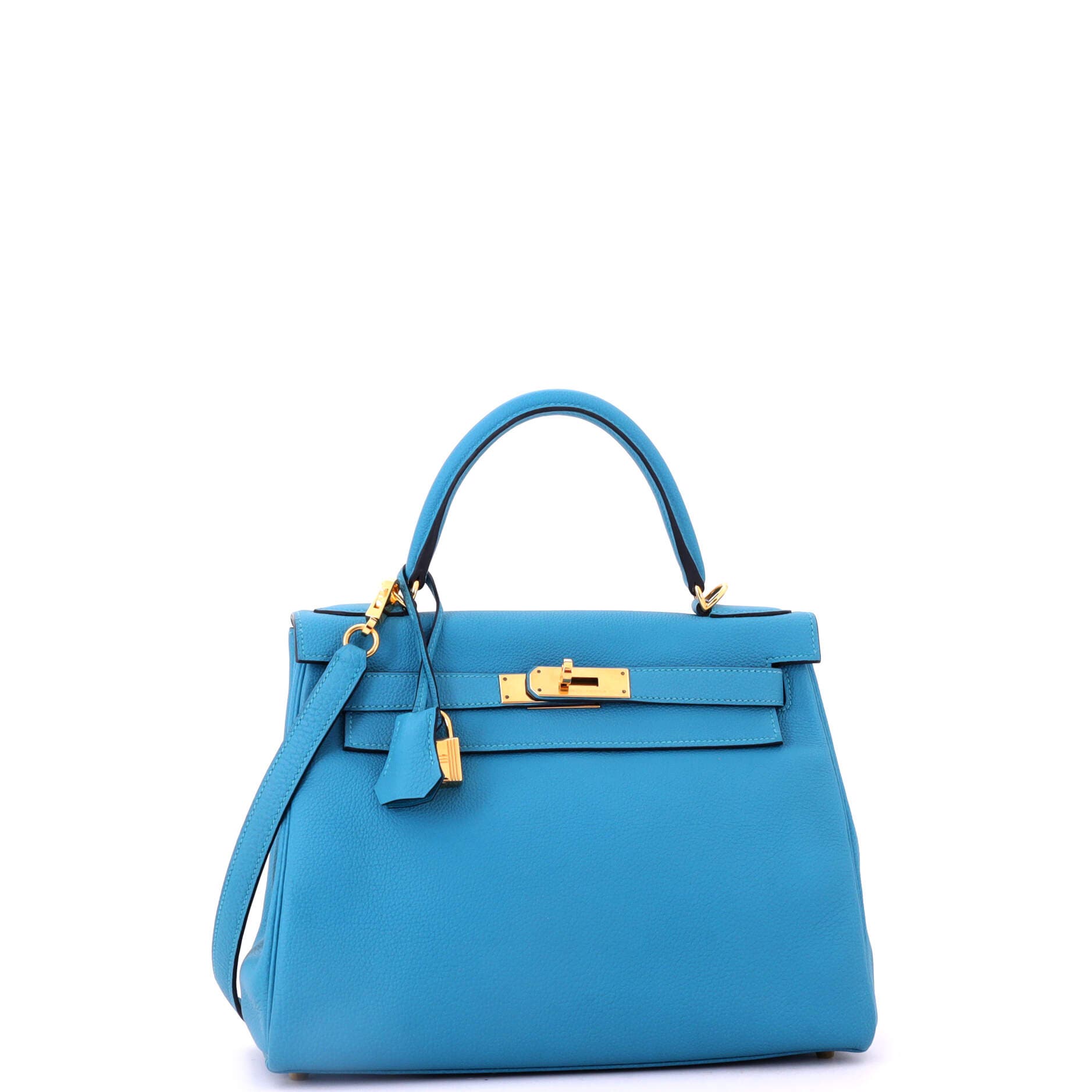 Pre-Owned Hermes Kelly Handbag Blue Togo with Gold Hardware 28, Alternate, color, Turquoise