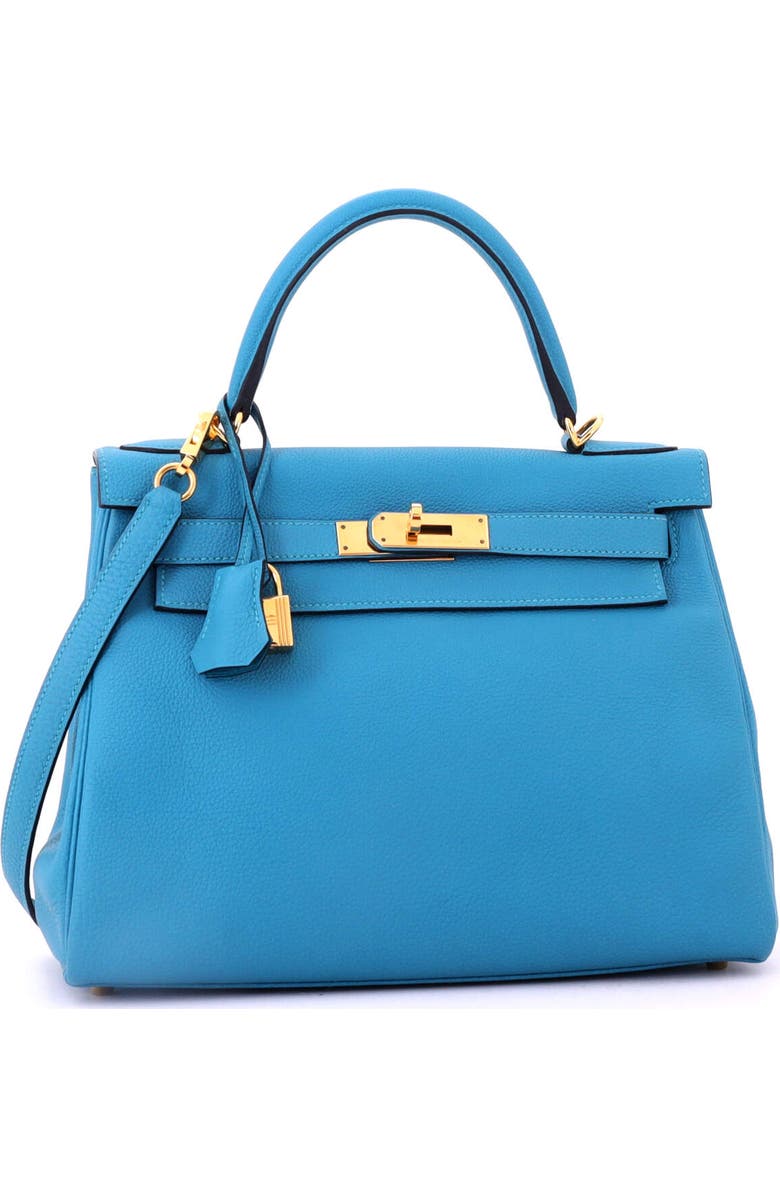 Pre-Owned Hermes Kelly Handbag Blue Togo with Gold Hardware 28, Alternate, color, Turquoise