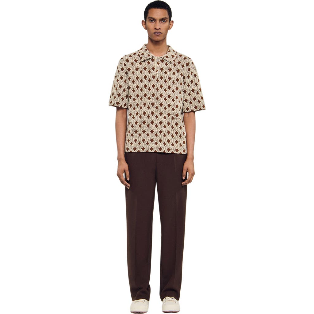 Sandro Rope Jacquard Cardigan Shirt In Neutral