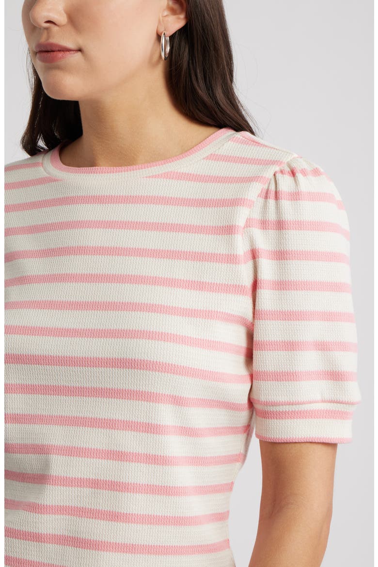 Stripe Elbow Sleeve Cotton Knit Top, Alternate, color, IVORY- PINK SENA STRIPE