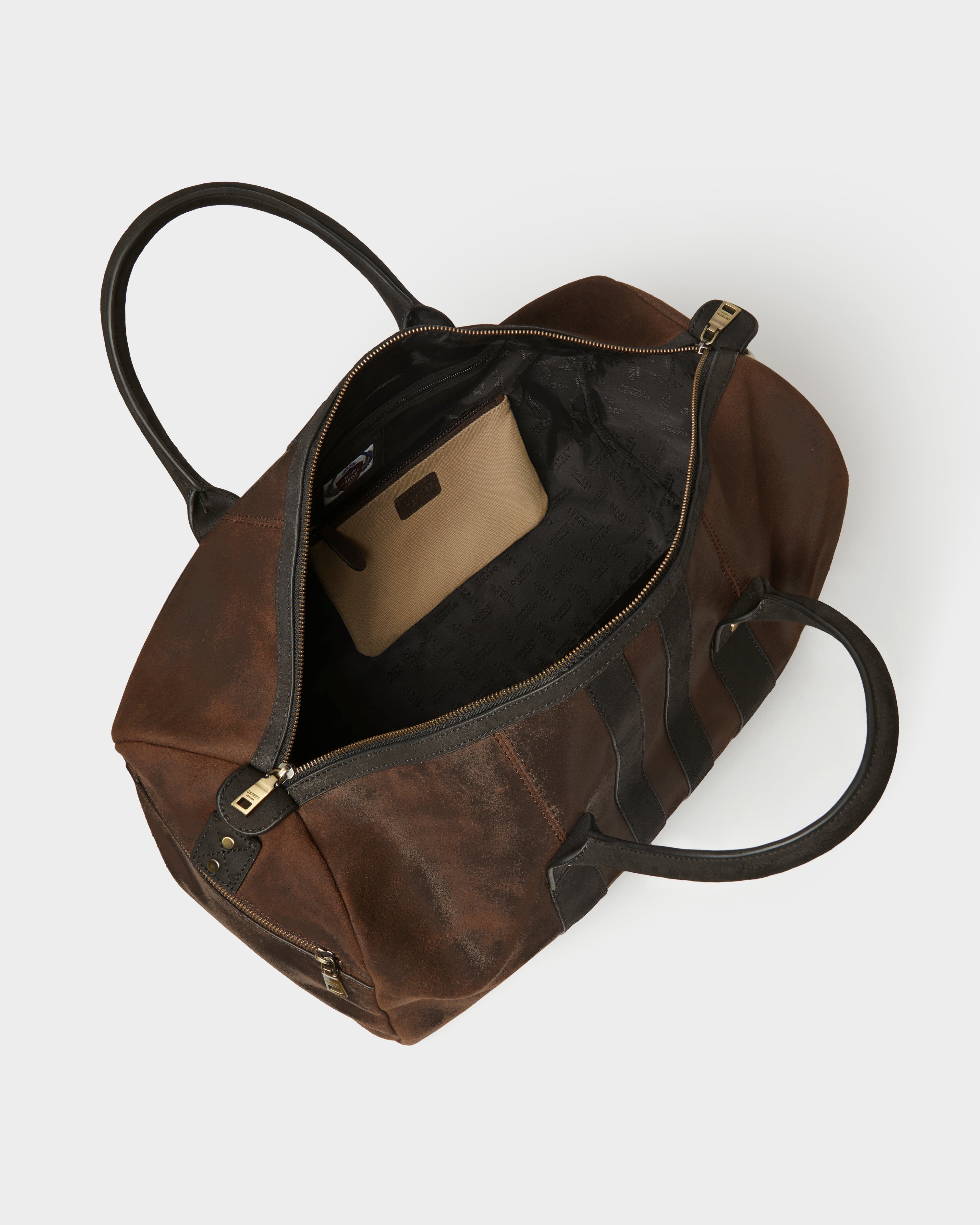 The Jenson Leather Holdall, Alternate, color, Chocolate & Black