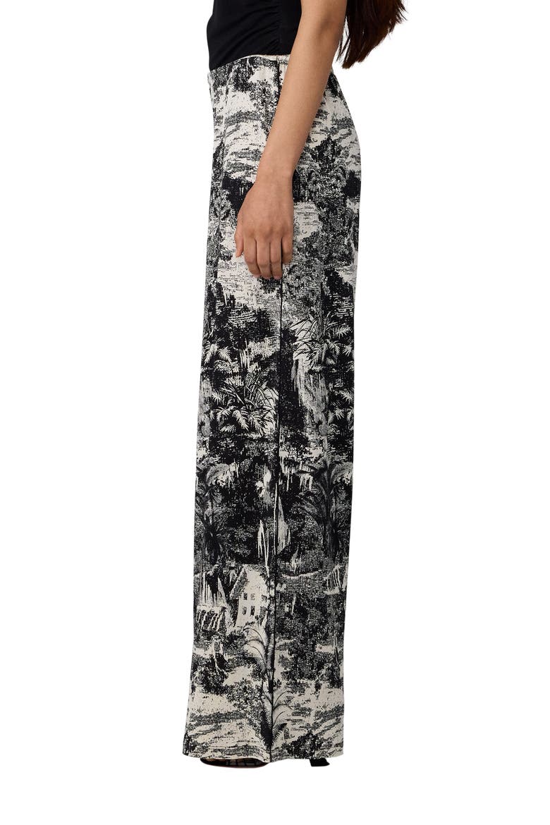 Malia Toile Print Wide Leg Jersey Pants, Alternate, color, PAYSAGE BLACK