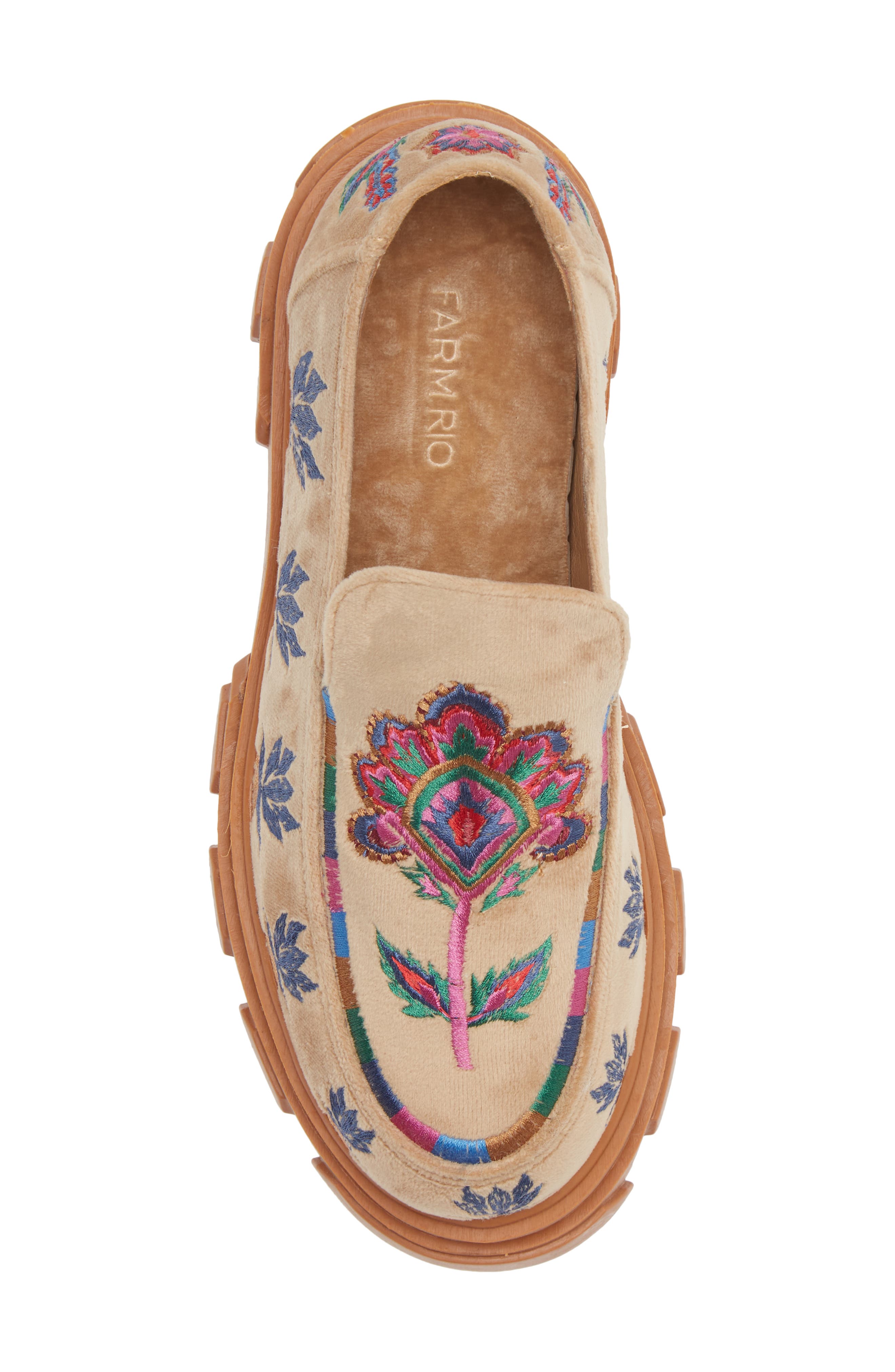 Embroidered Platform Loafer, Alternate, color, BEIGE