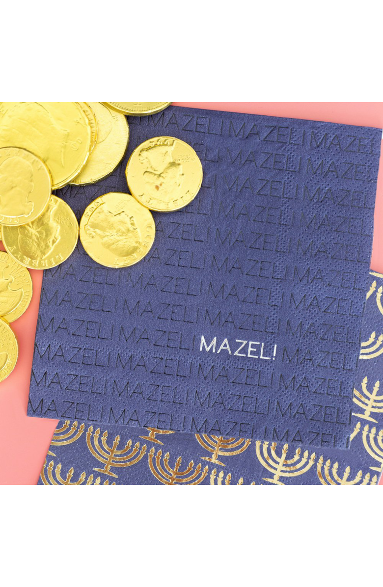 Jollity & Co. Mazel Print Cocktail Napkins, Alternate, color, Navy Blue