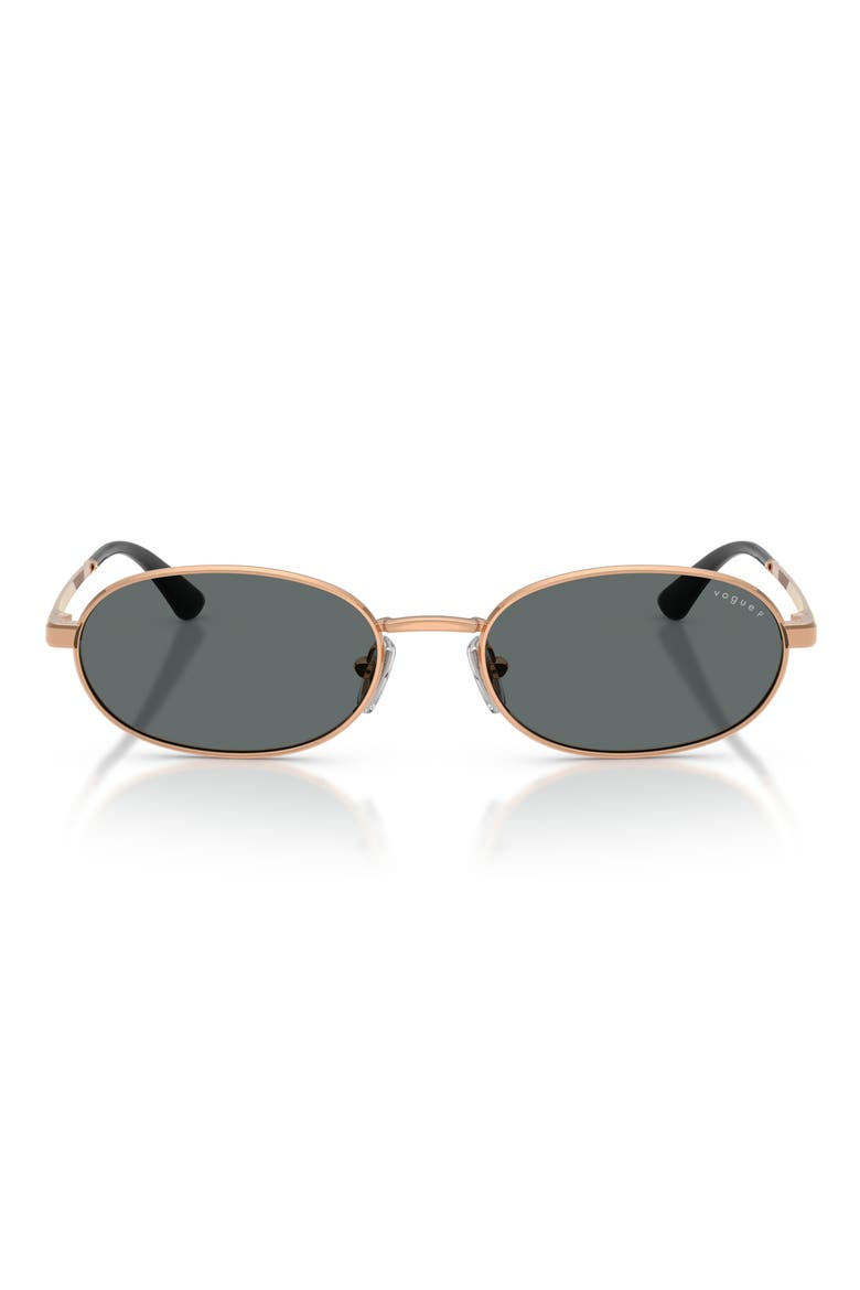 54mm Polarized Oval Sunglasses, Main, color, ROSE GOLD / DARK GREY POLAR