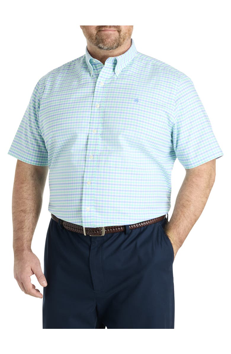 B+T Essentials Fit by Dxl Big & Tall  Non-Iron Gingham Sport Shirt, Main, color, Bermuda Ging