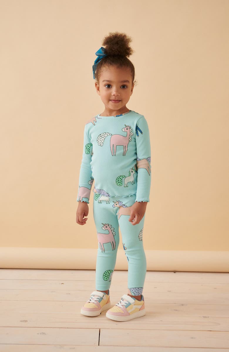 NEXT Kids' Unicorn Print Long Sleeve Cotton Rib T-Shirt, Alternate, color, 