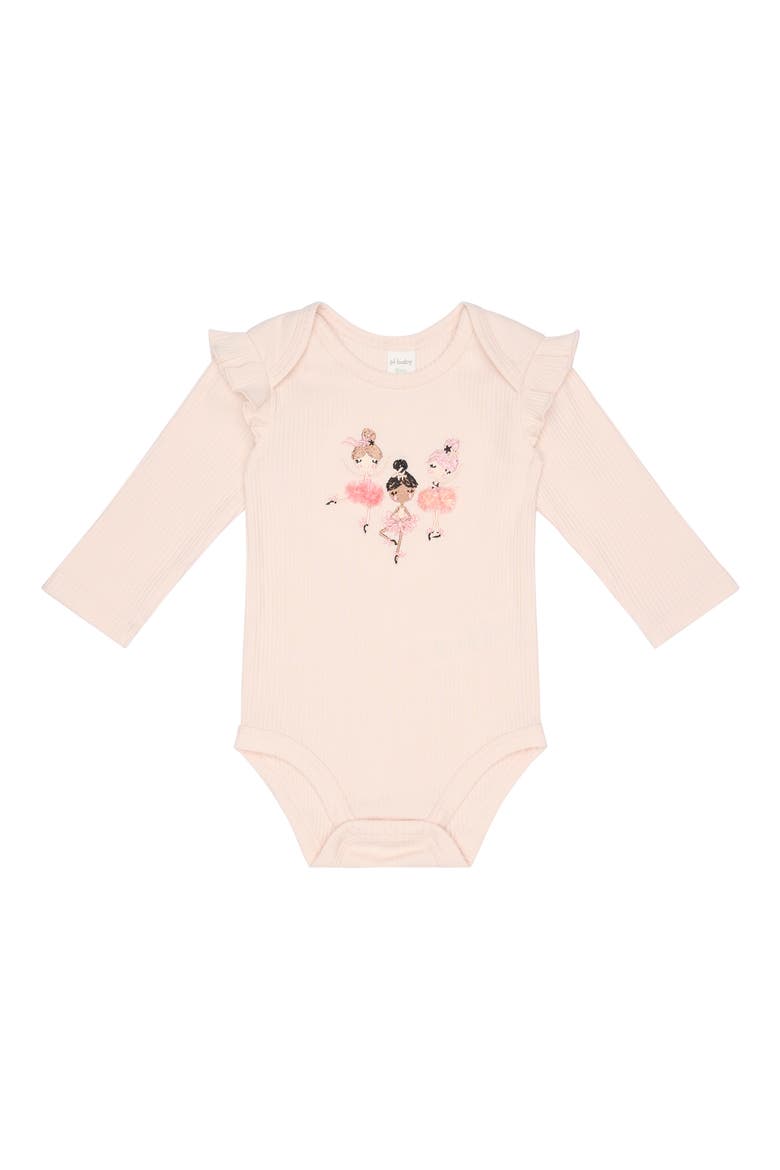Ribbed Ruffle Bodysuit, Skirted Leggings, Headband & Socks Set, Alternate, color, BALLERINA