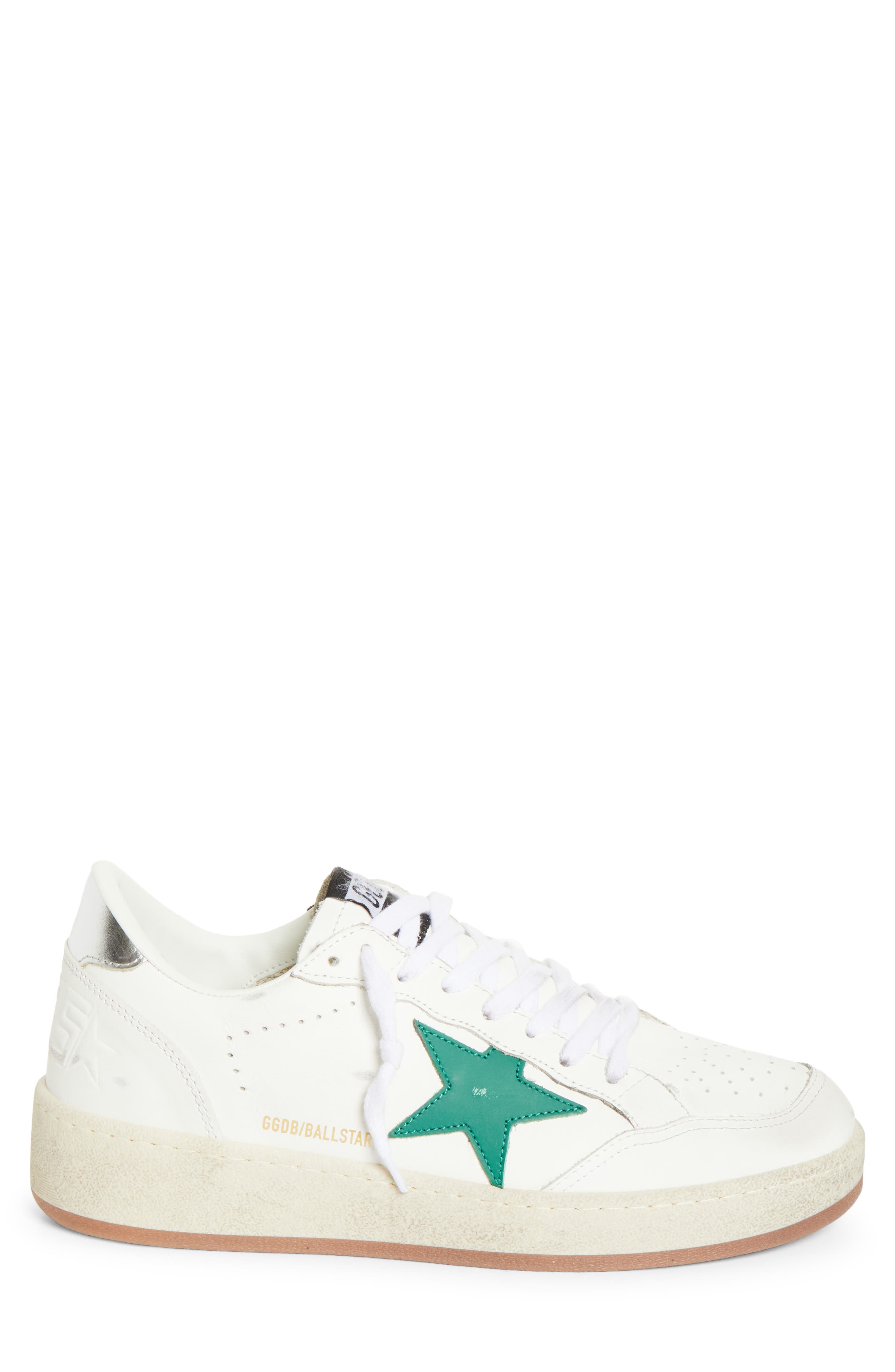 Golden Goose Ball Star 2 Low Top Sneaker, Alternate, color, White/ Green/ Silver