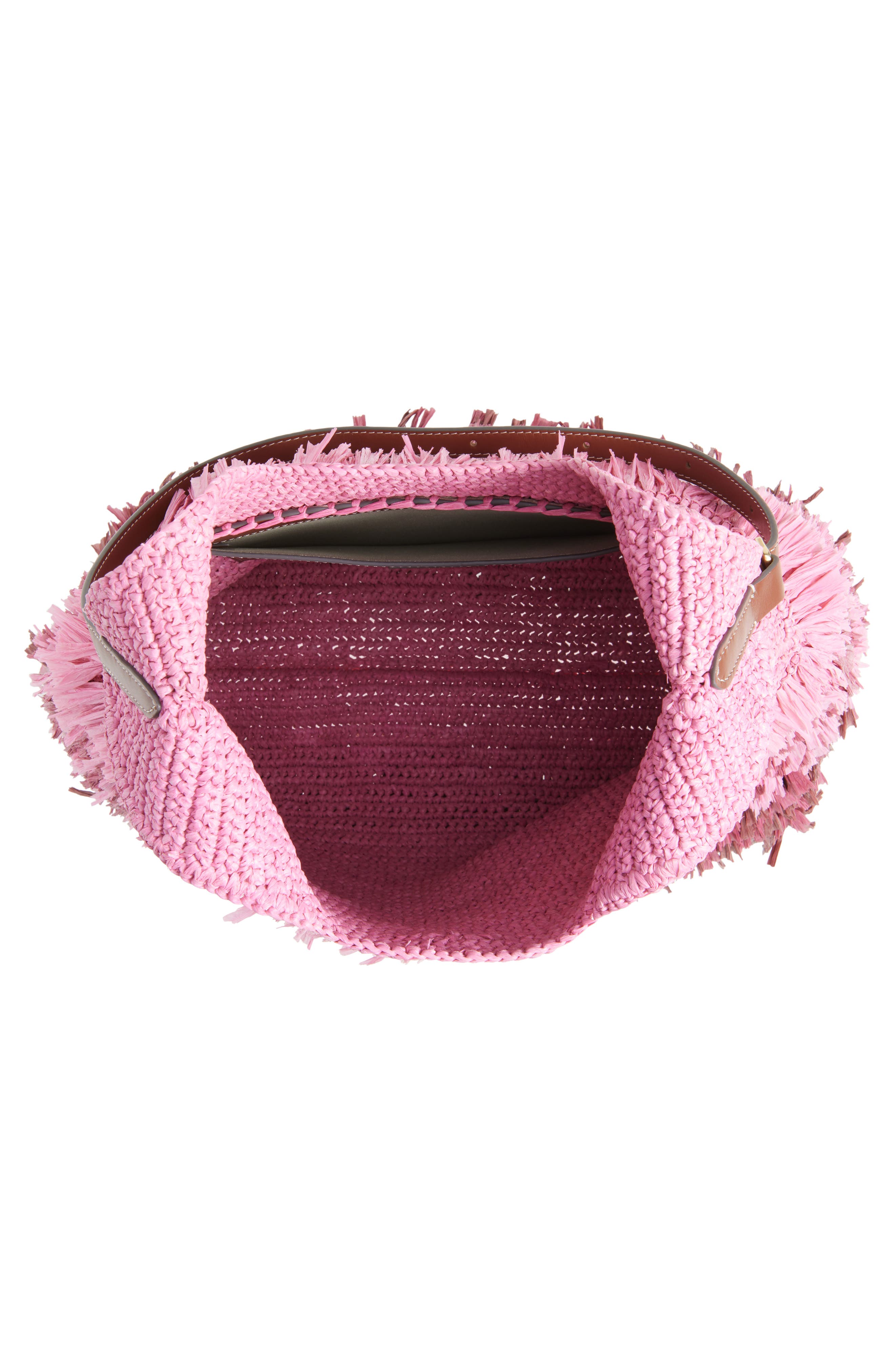 Anya Hindmarch Dégradé Shag Raffia Hobo Bag, Alternate, color, Bubblegum