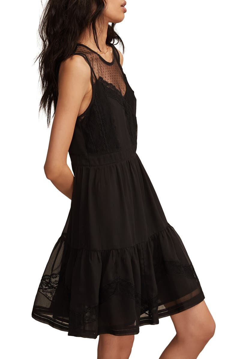 Lucky Brand Illusion Lace Detail Minidress, Alternate, color, Caviar
