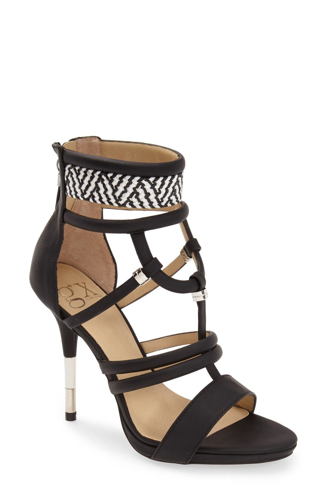 'Acacia' Sandal, Main, color, BLACK/ WHITE