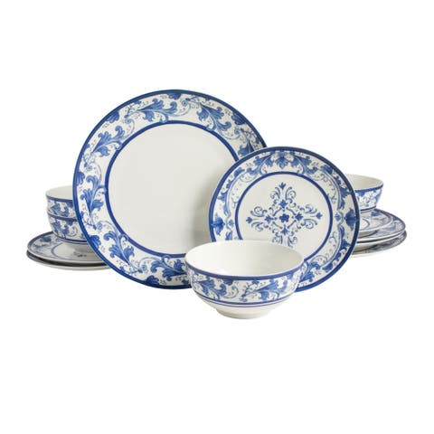 Sur La Table Arbor Days 12-Piece Decorated Ceramic Dinnerware Set