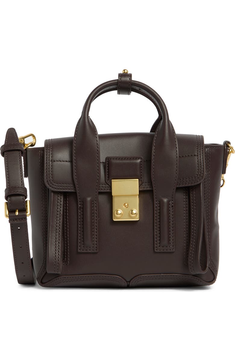 3.1 Phillip Lim Mini Pashli Leather Satchel, Main, color, Chocolate