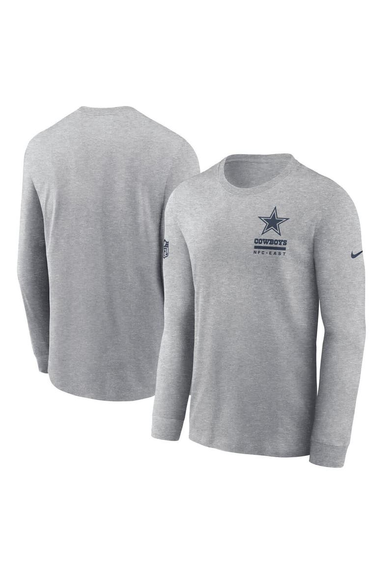 Men's Nike Heather Gray Dallas Cowboys Sideline Performance Long Sleeve T-Shirt, Alternate, color, Heather Gray