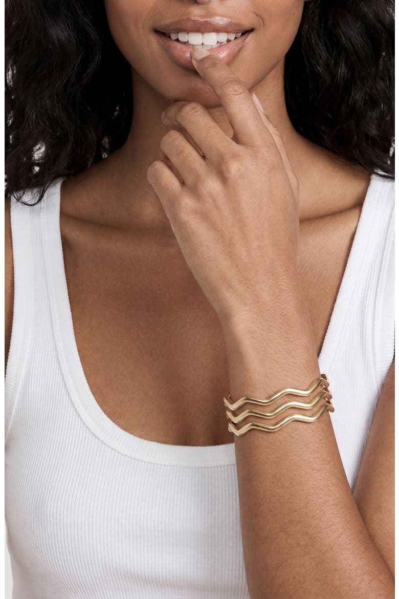 Zig Zag Bangle Set, Alternate, color, GOLD