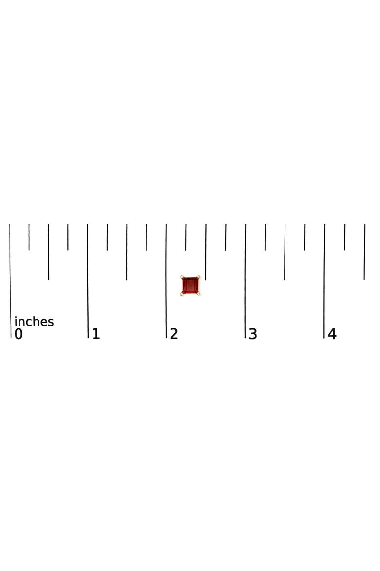 14K Gold 5x5MM Princess Cut Gemstone Solitaire Stud Earrings, Alternate, color, Red Garnet | Yellow