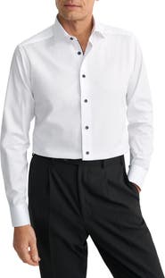 Eton Contemporary Fit White Cotton Twill Dress Shirt