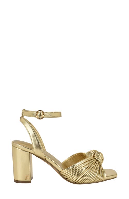 Tommy Hilfiger Sarifina Knotted Strap Sandal In Gol01- Summer Gold