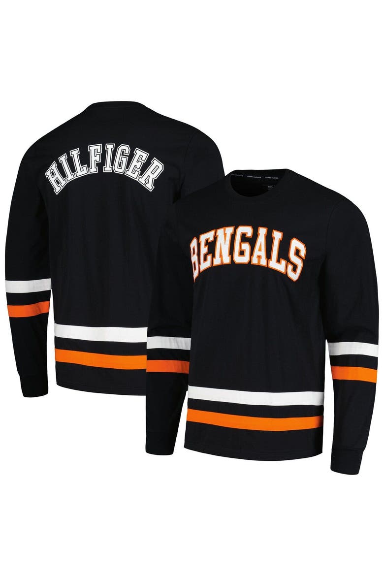 Men's Tommy Hilfiger Black/Orange Cincinnati Bengals Nolan Long Sleeve T-Shirt, Main, color, Black