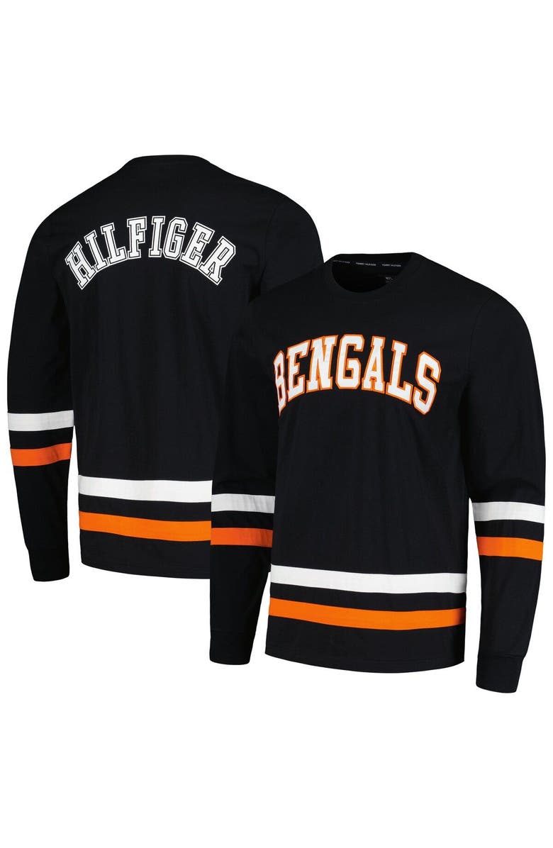 Tommy Hilfiger Men's Tommy Hilfiger Black/Orange Cincinnati Bengals Nolan Long Sleeve T-Shirt, Main, color, Black