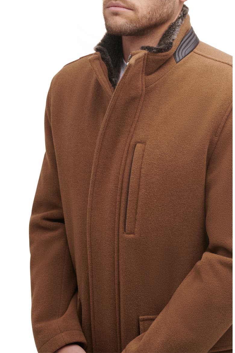 Wool Blend Faux Fur Lined Stand Collar Jacket, Alternate, color, CAMEL