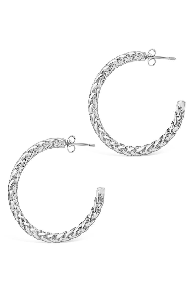 Thick Braid Chain Hoop Earrings, Alternate, color, SILVER