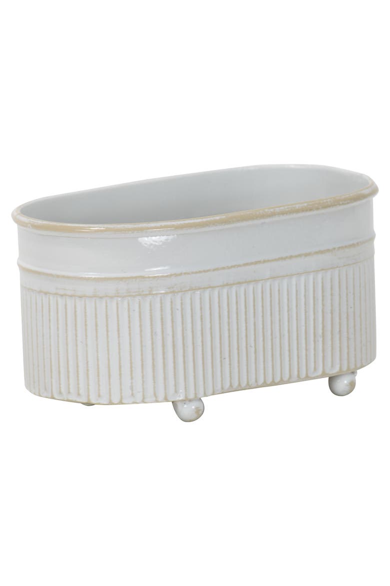 3.54" x 5.91" Antique White Metal Axl Trough Mini Planter Soap Dish, Alternate, color, White